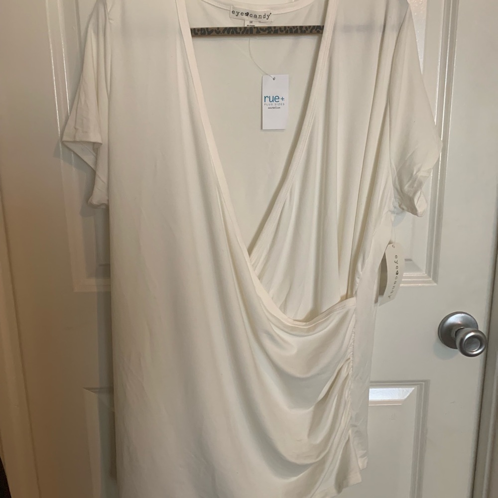 Eye Candy white faux wrap top